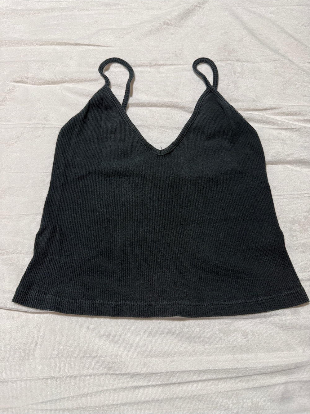 Brandy Melville Black Ribbed V-Neck Cami